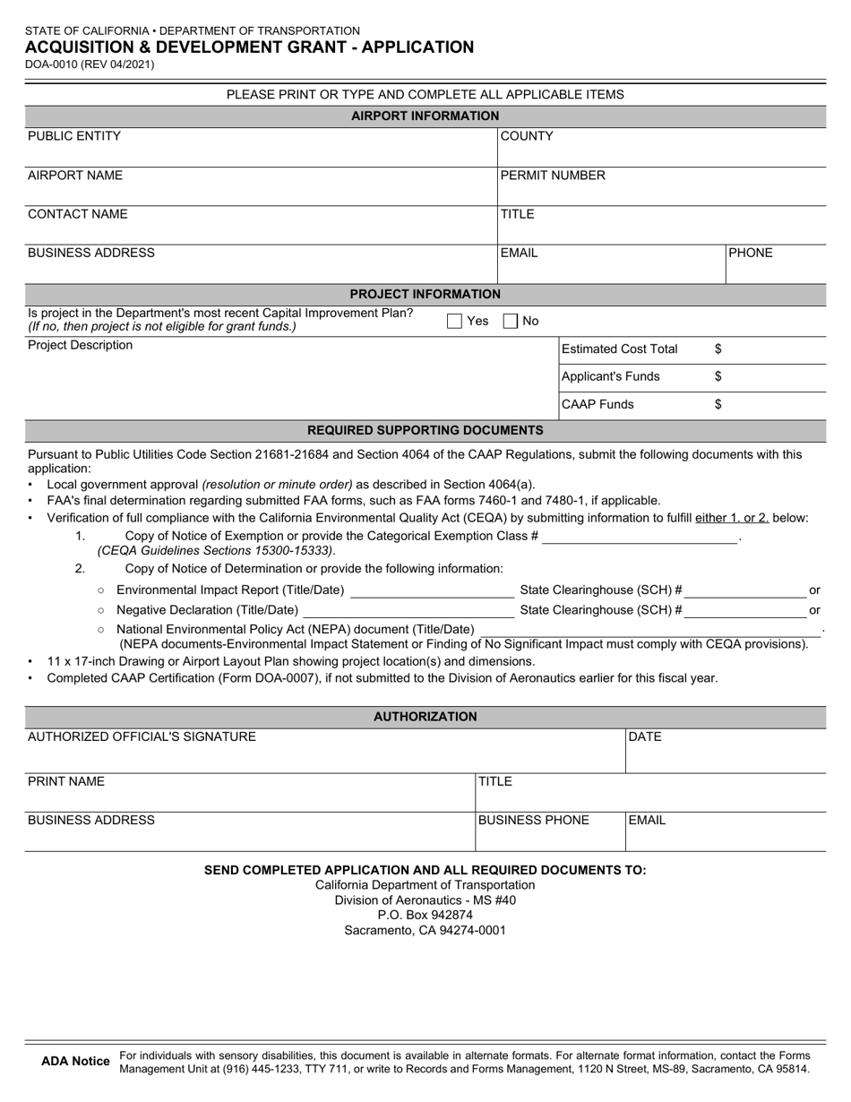Form DOA-0010 - Fill Out, Sign Online and Download Fillable PDF ...