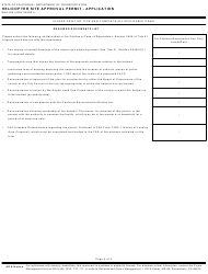 Form DOA-0201 &quot;Helicopter Site Approval Permit - Application&quot; - California, Page 2
