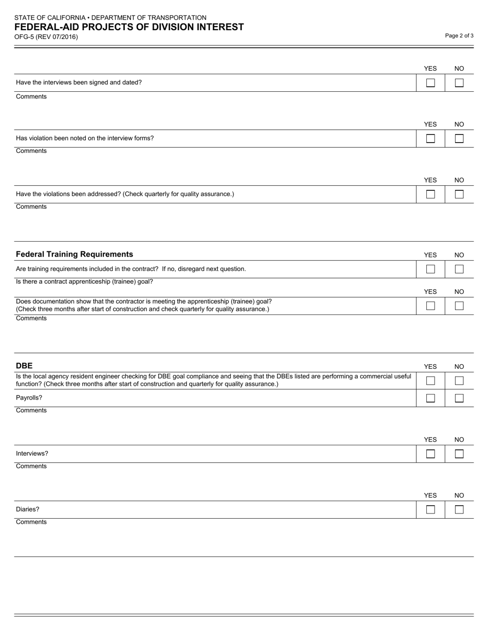 Form Ofg-05 Download Fillable Pdf Or Fill Online Federal-aid Projects 