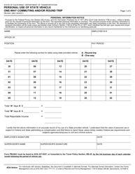 Form PM-0041 Personal Use of State Vehicle One-Way Commuting and/or Round Trip - California