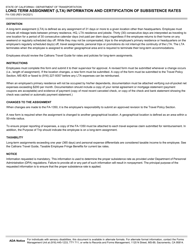 Form FA-1350 Long Term Assignment (Lta) Information and Certification of Subsistence Rates - California, Page 2