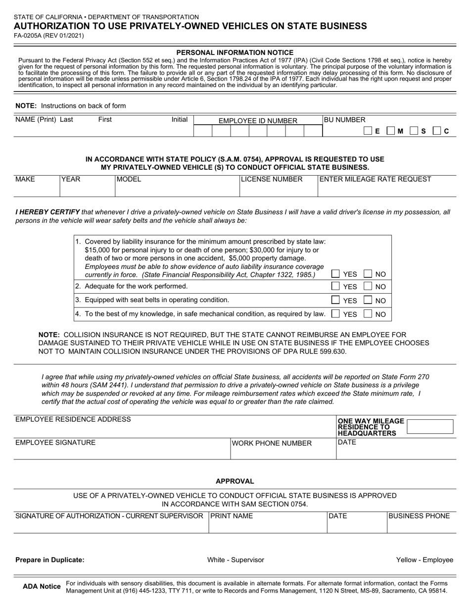 Form FA-0205A Download Fillable PDF or Fill Online Authorization to Use ...