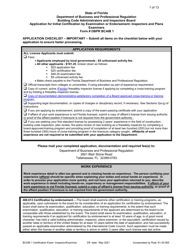 Form DBPR BCAIB1 &quot;Application for Initial Certification by Examination or Endorsement - Inspectors and Plans Examiners&quot; - Florida