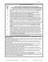 Form DBPR BCAIB1 &quot;Application for Initial Certification by Examination or Endorsement - Inspectors and Plans Examiners&quot; - Florida, Page 5