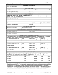 Form DBPR BCAIB1 &quot;Application for Initial Certification by Examination or Endorsement - Inspectors and Plans Examiners&quot; - Florida, Page 7