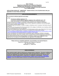 Form DBPR BCAIB3 &quot;Application for Provisional Certificate - Inspectors and Plans Examiners&quot; - Florida