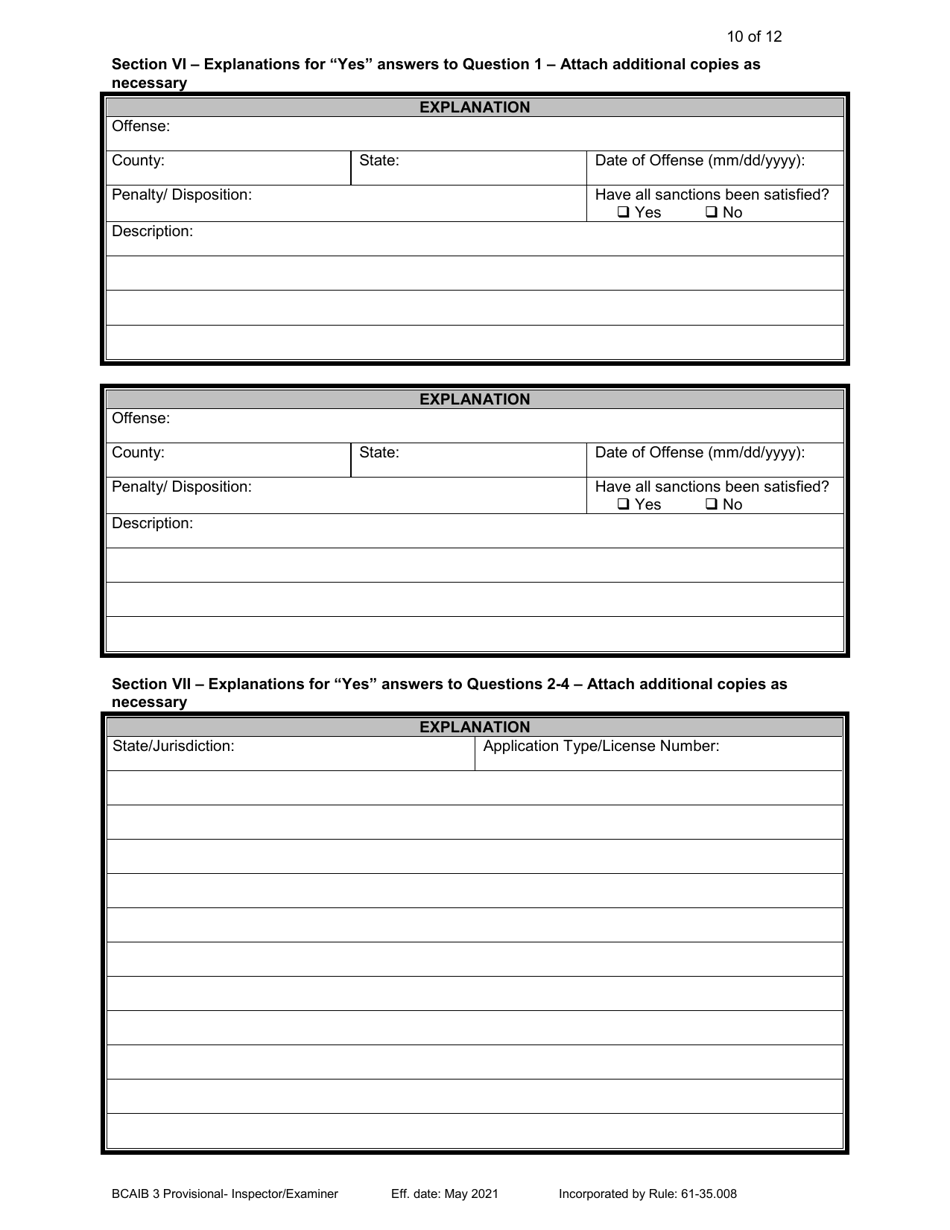 Form DBPR BCAIB3 Application for Provisional Certificate - Inspectors and Plans Examiners - Florida, Page 10