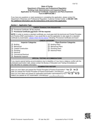 Form DBPR BCAIB3 Application for Provisional Certificate - Inspectors and Plans Examiners - Florida, Page 6