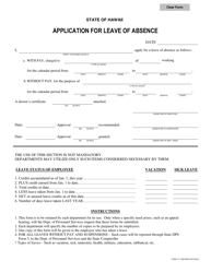 HRD Form G-1 &quot;Application for Leave of Absence&quot; - Hawaii