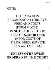 Form 2DC02 Declaration Regarding Attorneys' Fees and Costs - Hawaii