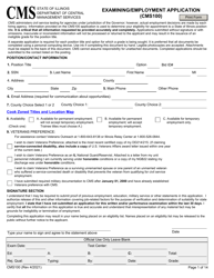 Form CMS100 &quot;Examining/Employment Application&quot; - Illinois