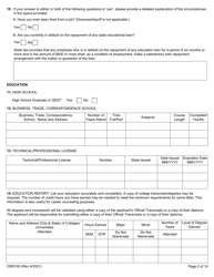 Form CMS100 Examining/Employment Application - Illinois, Page 2