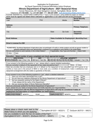 Application for Employment an Equal Opportunity Employer/Affirmative Action Employer - Seasonal Hires - Illinois
