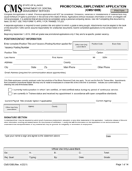 Form CMS-100B &quot;Promotional Employment Application&quot; - Illinois