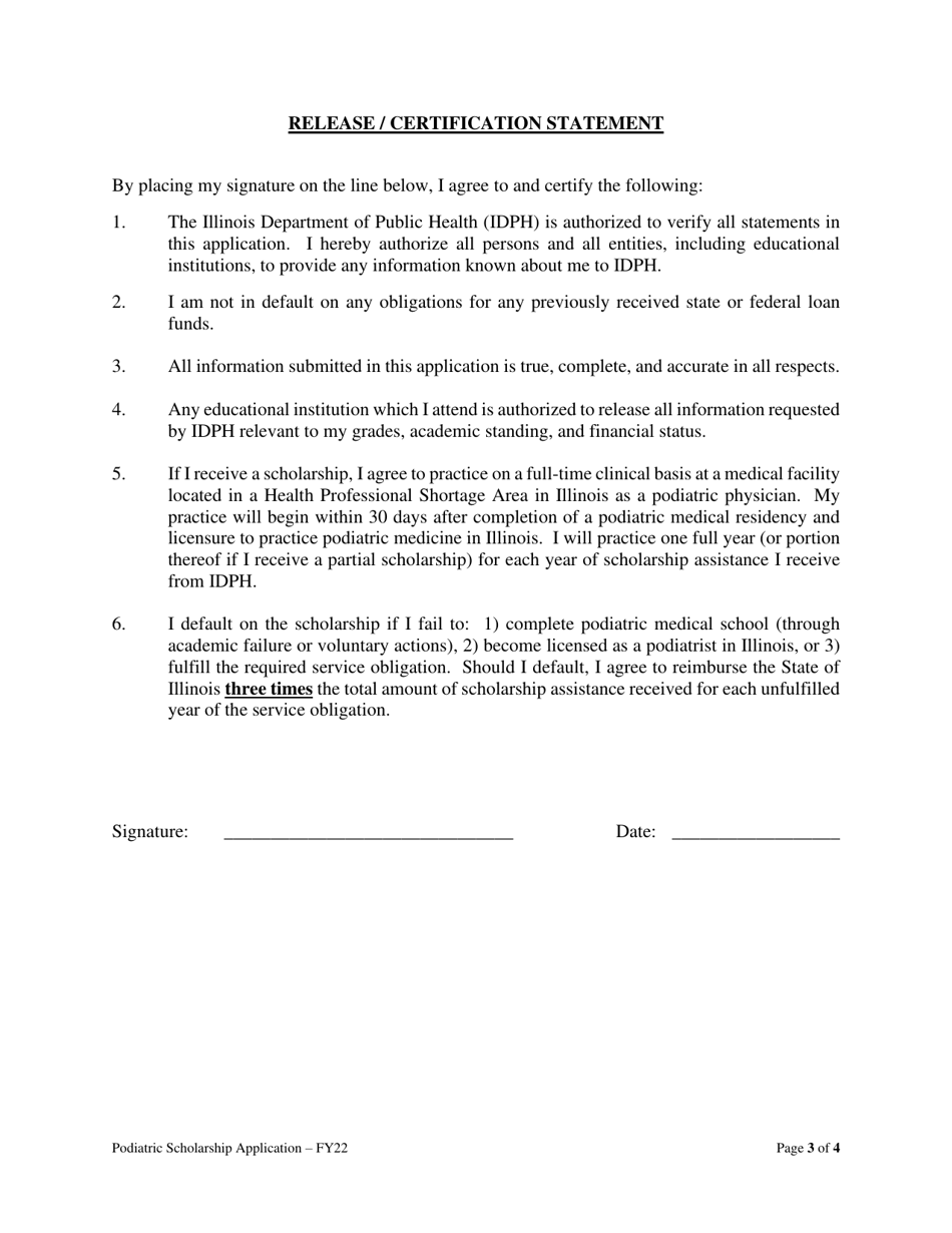 Podiatric Scholarship Program Application - Illinois, Page 3