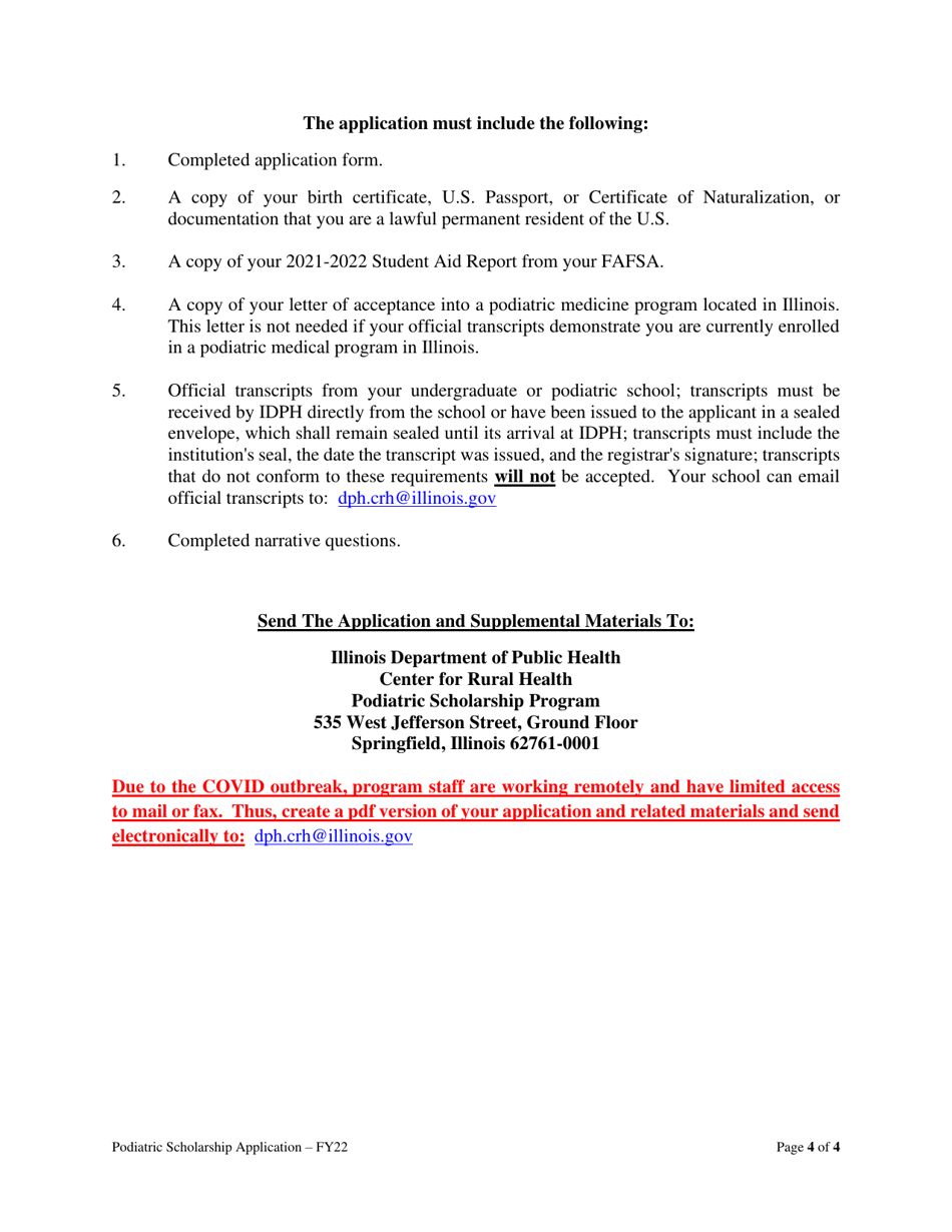 Podiatric Scholarship Program Application - Illinois, Page 4