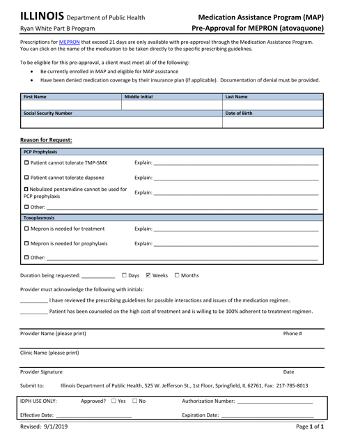 Medication Assistance Program (Map) Pre-approval for Mepron (Atovaquone) - Illinois Download Pdf