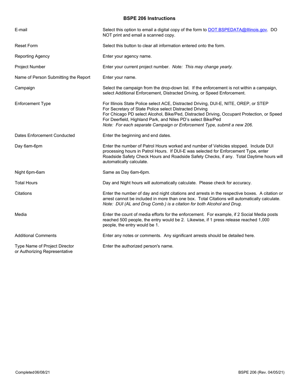 Form BSPE206 Isp / Local / Sos Mobilization Data Collection - Illinois, Page 2