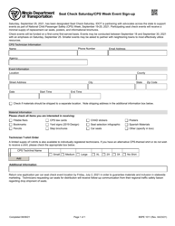 Document preview: Form BSPE1011 Seat Check Saturday/Cps Week Event Sign-Up - Illinois