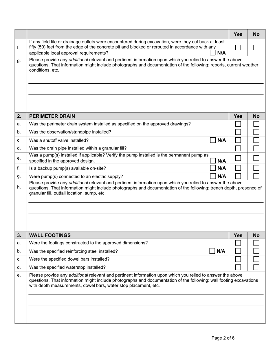 State Form 55053 Professional Engineer Certification Construction of Concrete Liquid Manure Storage Structures - Indiana, Page 2