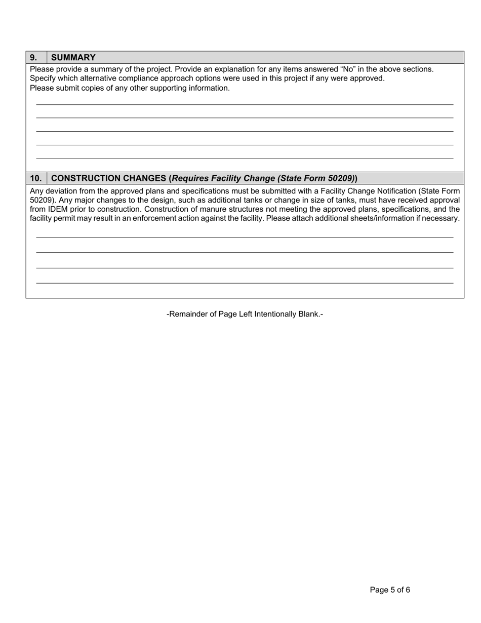 State Form 55053 Professional Engineer Certification Construction of Concrete Liquid Manure Storage Structures - Indiana, Page 5