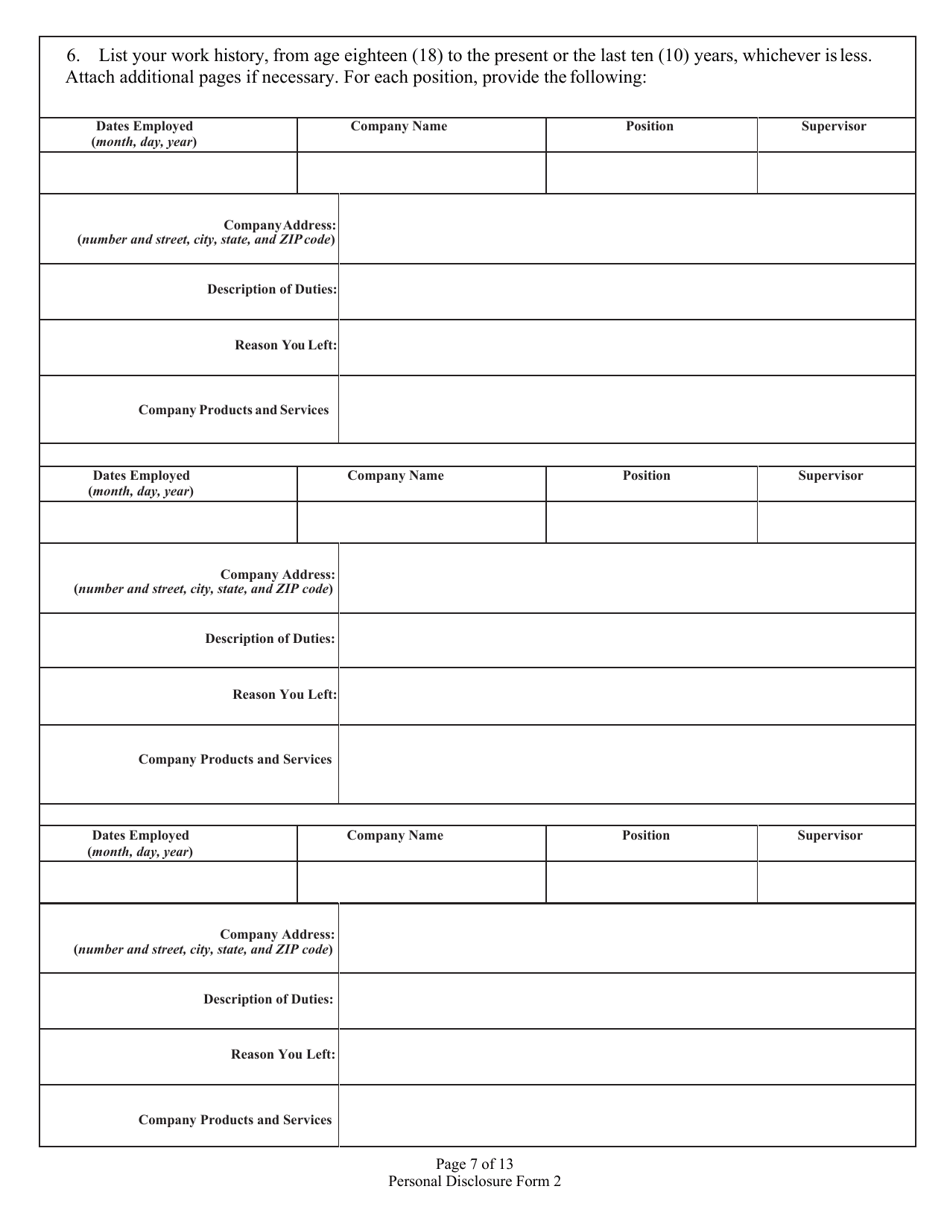 Form 2 (State Form 46781) Personal Disclosure Form - Indiana, Page 7
