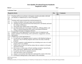 Document preview: Iowa Quality Preschool Program Standards Required Criteria - Iowa