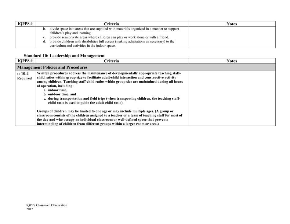 Iowa Quality Preschool Program Standards Classroom Observation - Iowa, Page 13