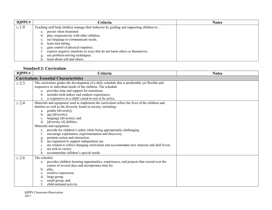 Iowa Quality Preschool Program Standards Classroom Observation - Iowa, Page 3