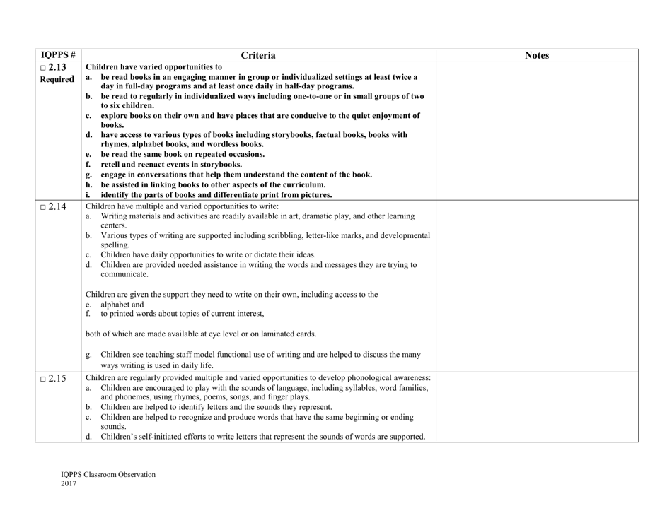 Iowa Quality Preschool Program Standards Classroom Observation - Iowa, Page 5