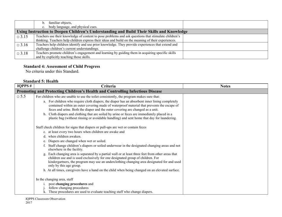 Iowa Quality Preschool Program Standards Classroom Observation - Iowa, Page 9