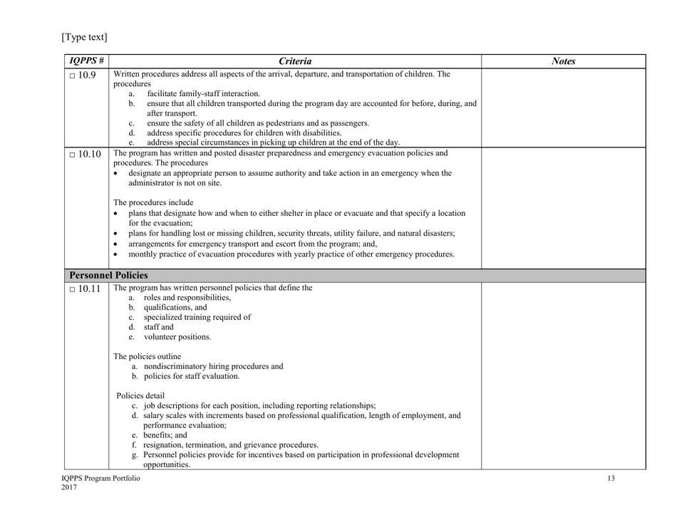 Iowa Quality Preschool Program Standards Program Portfolio Checklist - Iowa, Page 13