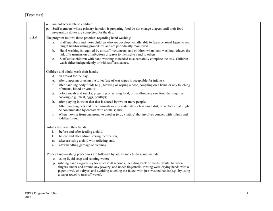 Iowa Quality Preschool Program Standards Program Portfolio Checklist - Iowa, Page 5