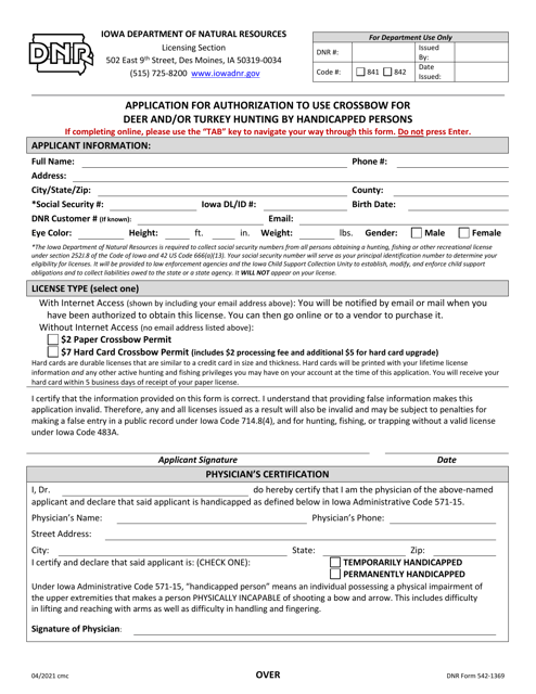 DNR Form 542-1369  Printable Pdf