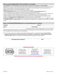 DNR Form 542-1456 Application for Free Annual Resident Disabled Fishing License for Persons 16+ Years of Age With Severe Mental or Physical Disabilities - Iowa, Page 2