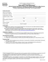 DNR Form 542-0375 Boiler Mact Initial Notification - National Emission Standards for Hazardous Air Pollutants (Neshap) for Major Sources: Industrial, Commercial, and Institutional Boilers and Process Heaters - Iowa