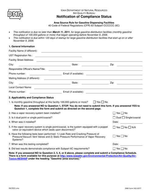 DNR Form 542-0377  Printable Pdf