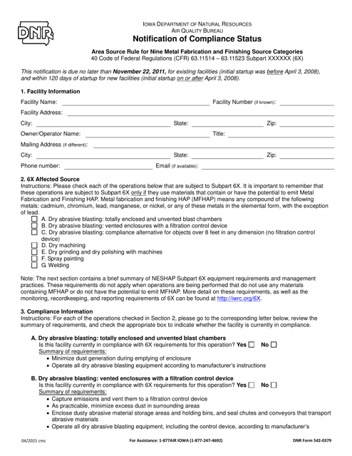 DNR Form 542-0379  Printable Pdf