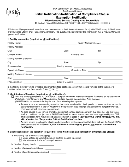 DNR Form 542-0405  Printable Pdf