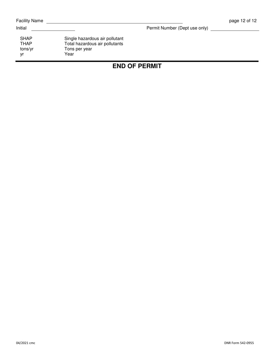 DNR Form 542-0955 Air Quality Construction Permit for an Aggregate Processing Plant - Iowa, Page 12