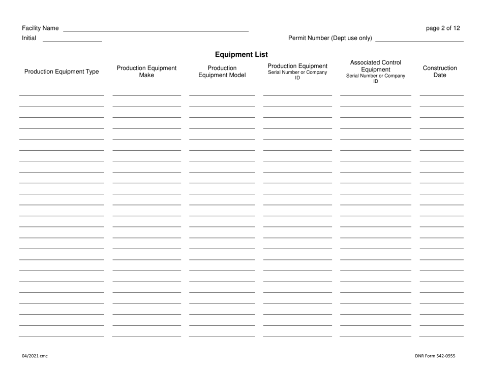 DNR Form 542-0955 Air Quality Construction Permit for an Aggregate Processing Plant - Iowa, Page 2