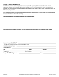 DNR Form 542-3216 Request for Special Waste Authorization - Iowa, Page 4