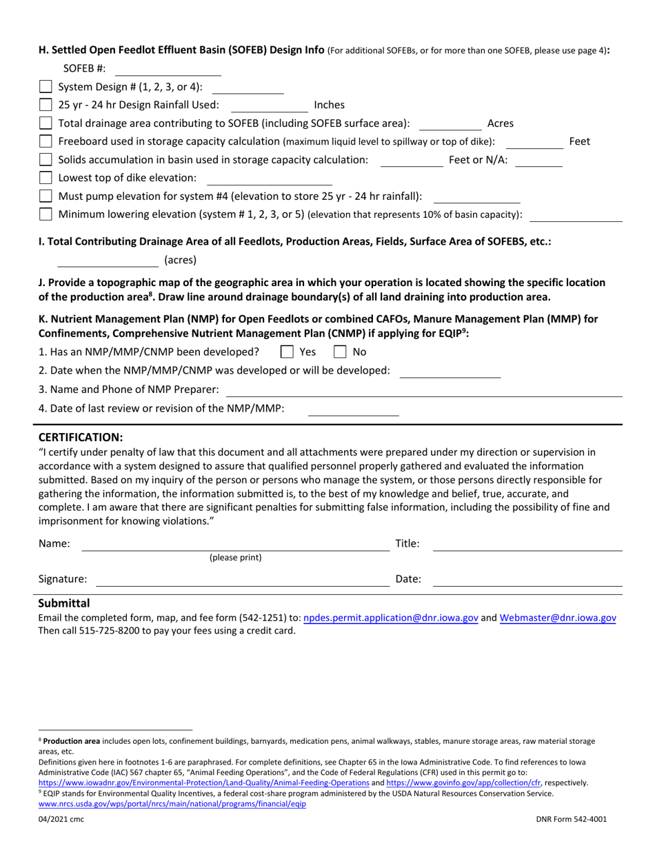 DNR Form 542-4001 Download Fillable PDF or Fill Online Individual Npdes ...