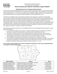 Document preview: DNR Form 542-3119 Water and Wastewater Operator Certification Program Affidavit - Iowa
