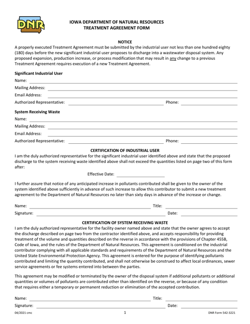 DNR Form 542-3221  Printable Pdf