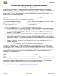 Form 30 (DNR Form 542-3220F) Part F Npdes Permit Application - Certification - Iowa