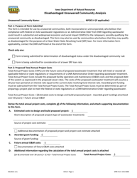 DNR Form 542-0680 Disadvantaged Unsewered Community Analysis - Iowa