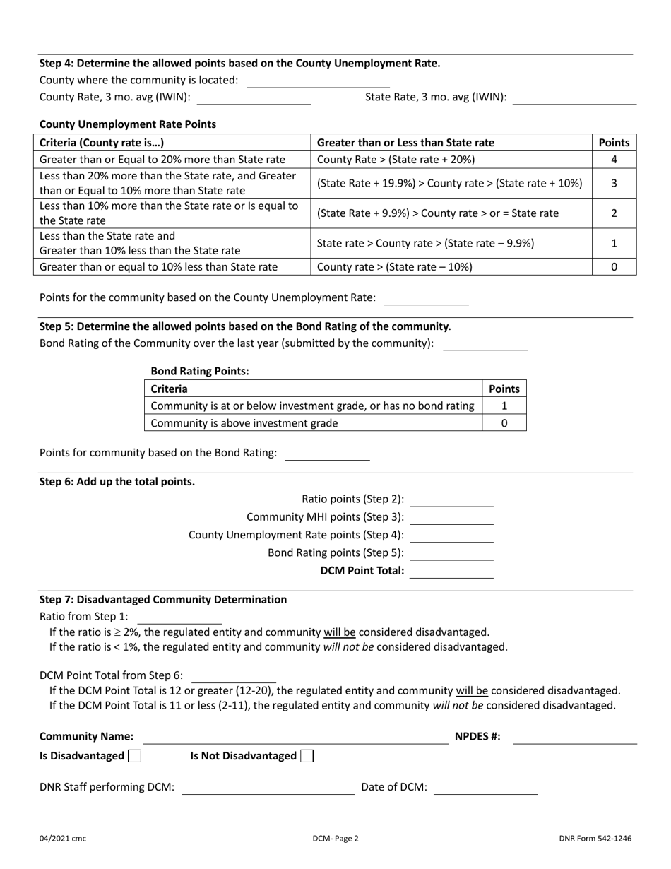 DNR Form 542-1246 Disadvantaged Community Matrix - Iowa, Page 2