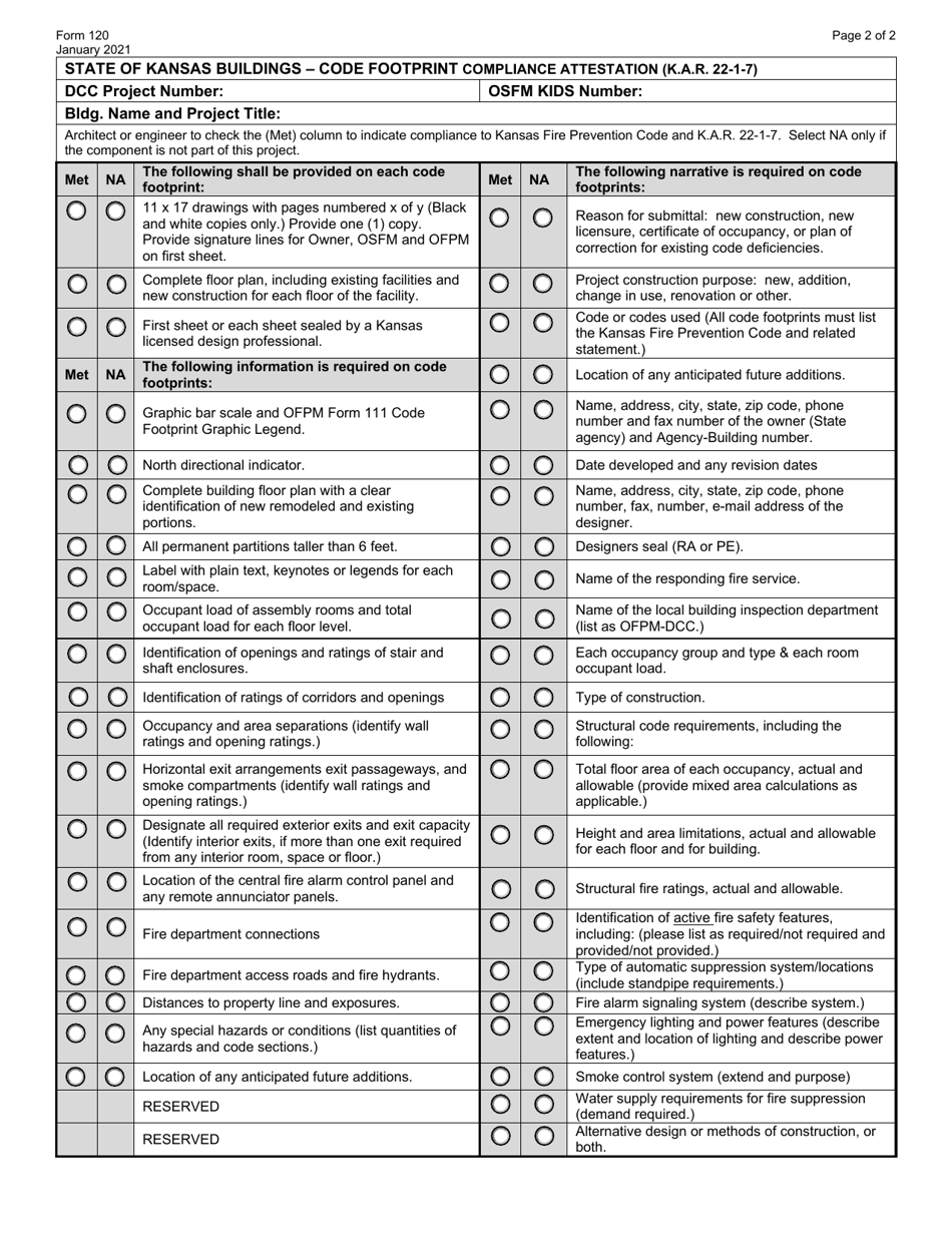 Form 120 Request for Dcc Review and / or a Permit to Build - Kansas, Page 2