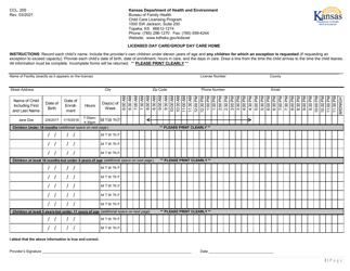 Form CCL.205 &quot;Licensed Day Care/Group Day Care Home&quot; - Kansas